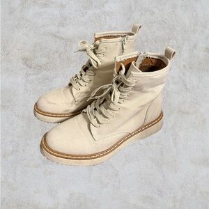Madden Girl Cream Lace Up Boots